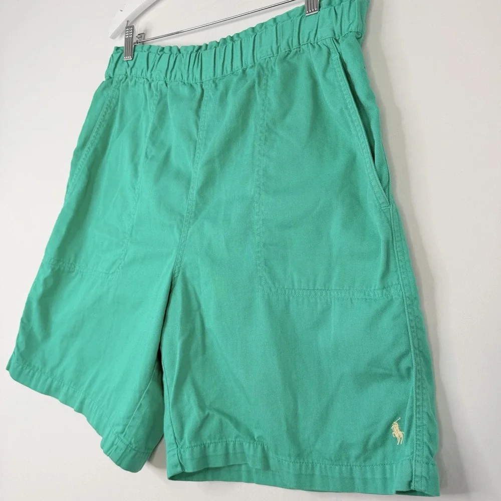 VTG Polo Ralph Lauren Men's Shorts SZ-Small Green Elastic Waist Casual Summer
